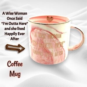 Henderson Pink White Swirled with Gold Accent I'm Outta Here Coffee Mug